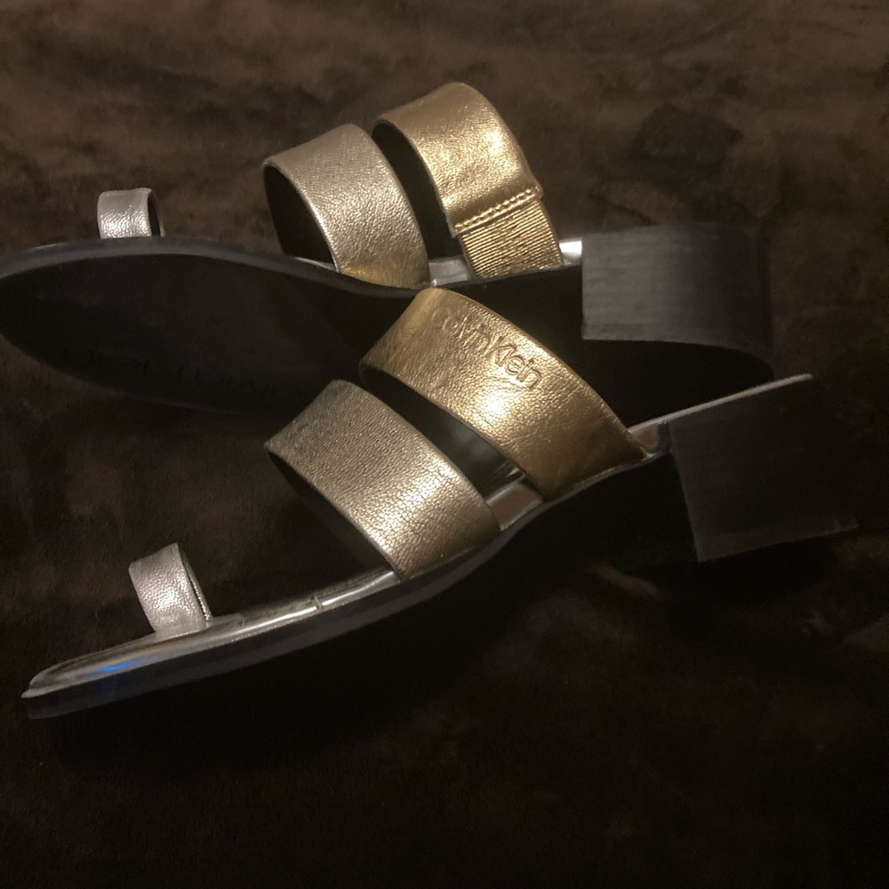 Calvin Klein Collection Gold and Silver Sandals